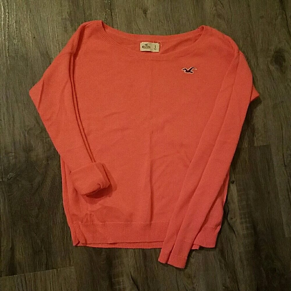 Coral pink off the shoulder sweater